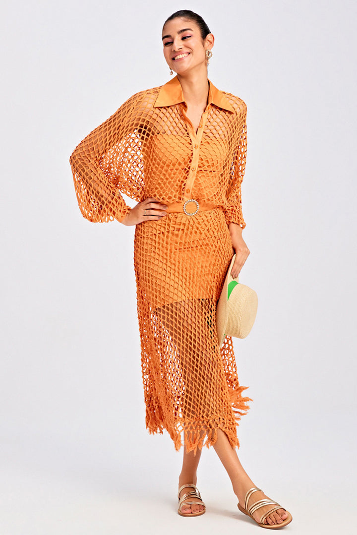 Ola Fringe Orange Dress