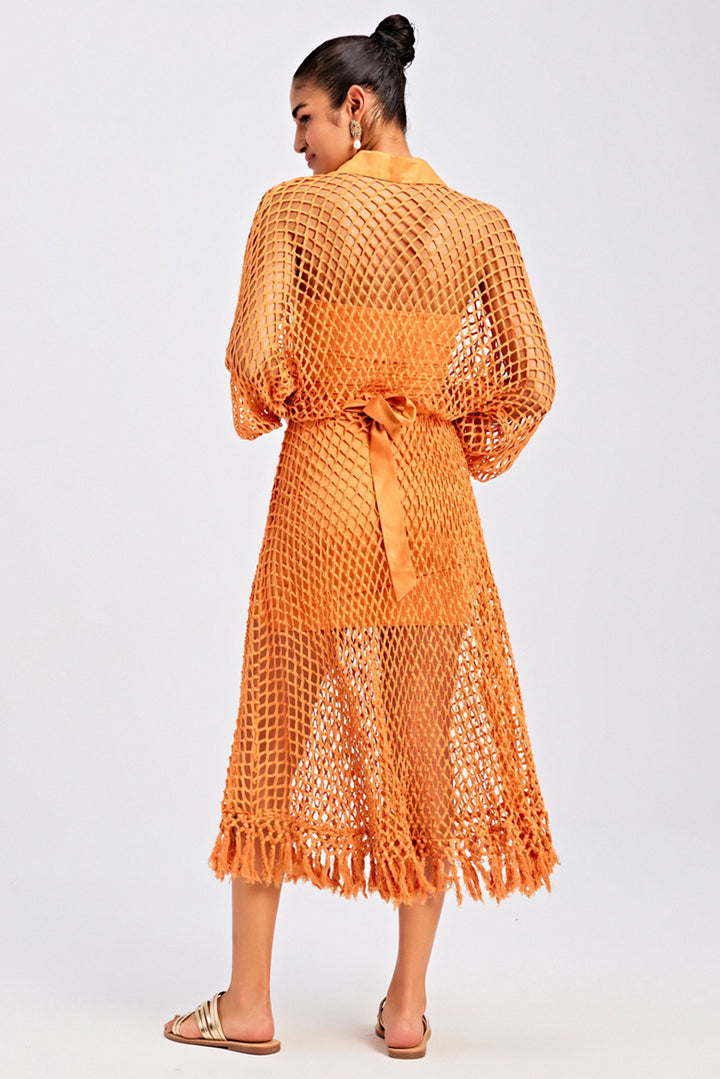 Ola Fringe Orange Dress