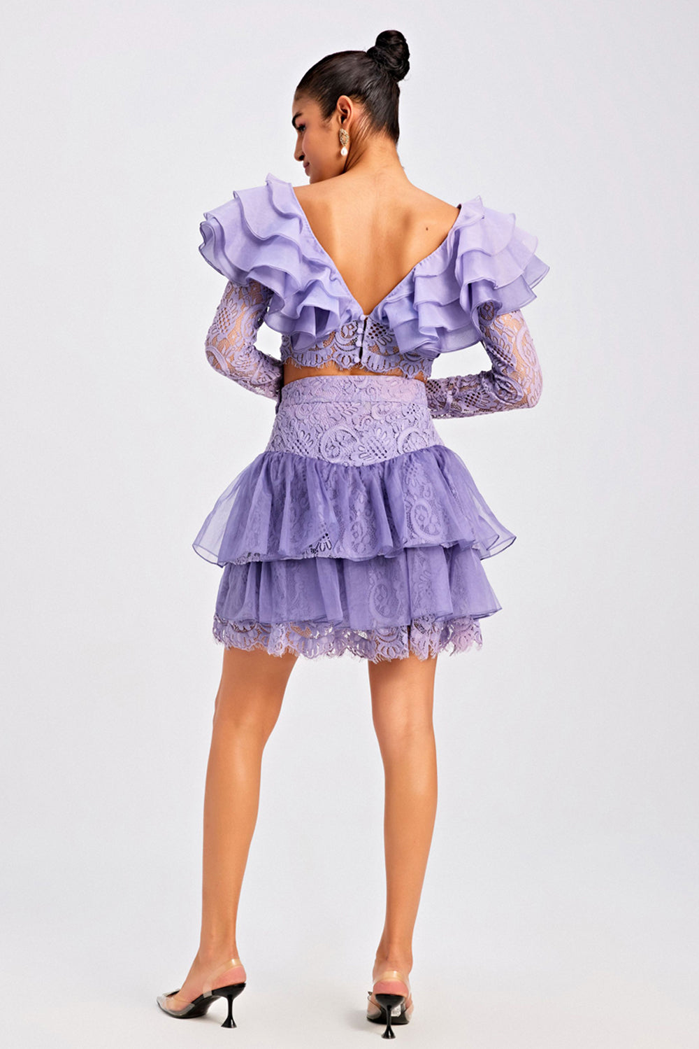 Lilac Ruffled Layered Skirt Set