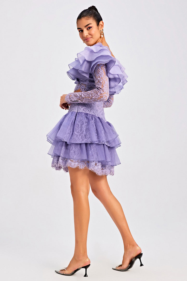 Lilac Textured Layered Skirt