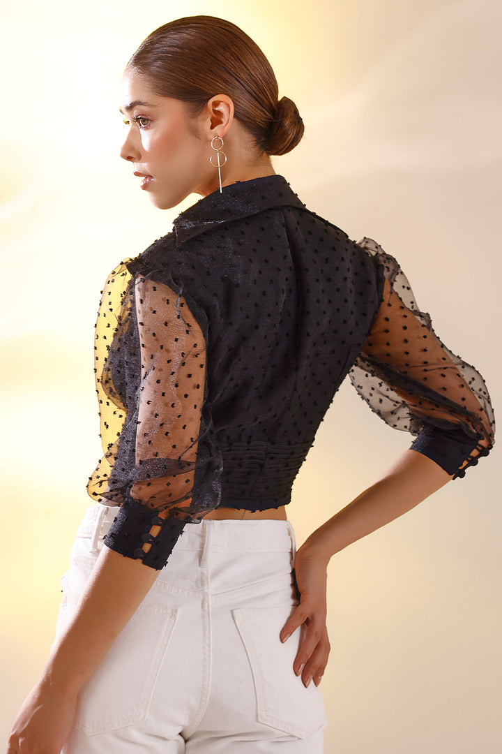 Dotted organza top