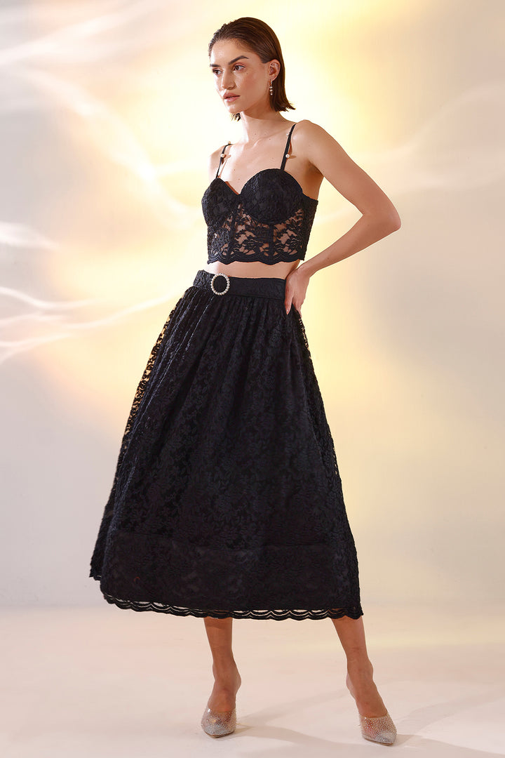 Black lace corset skirt