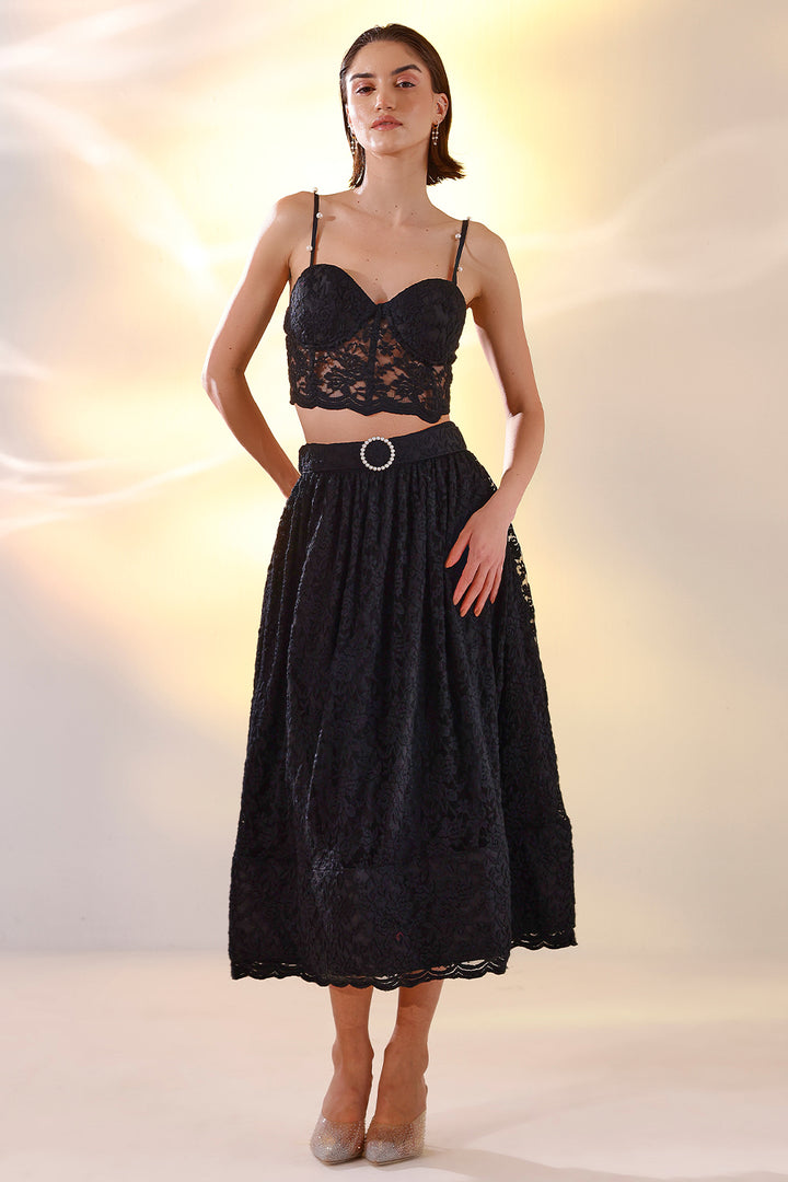 Black lace corset skirt