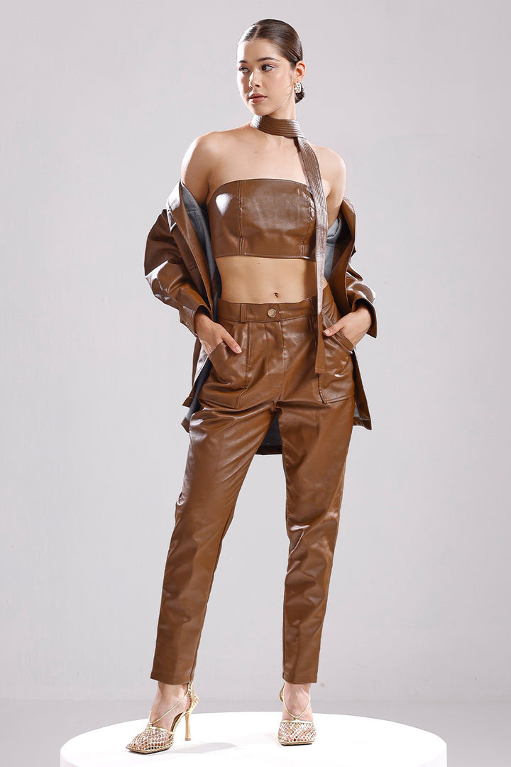 Tan leather jacket with tube