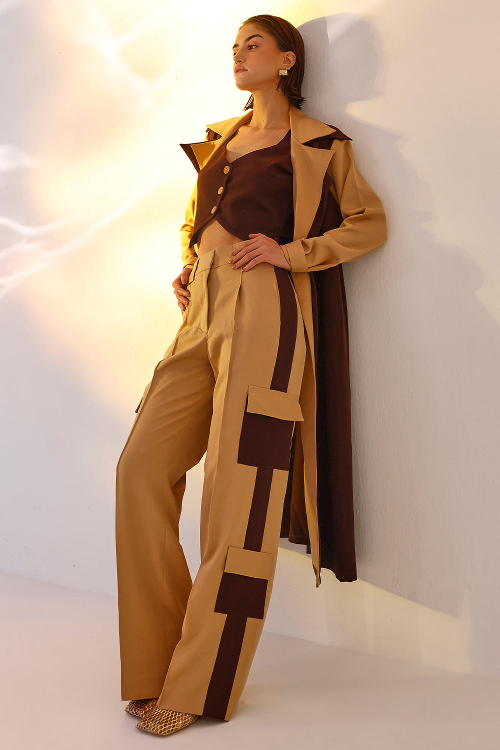 Color block trench set