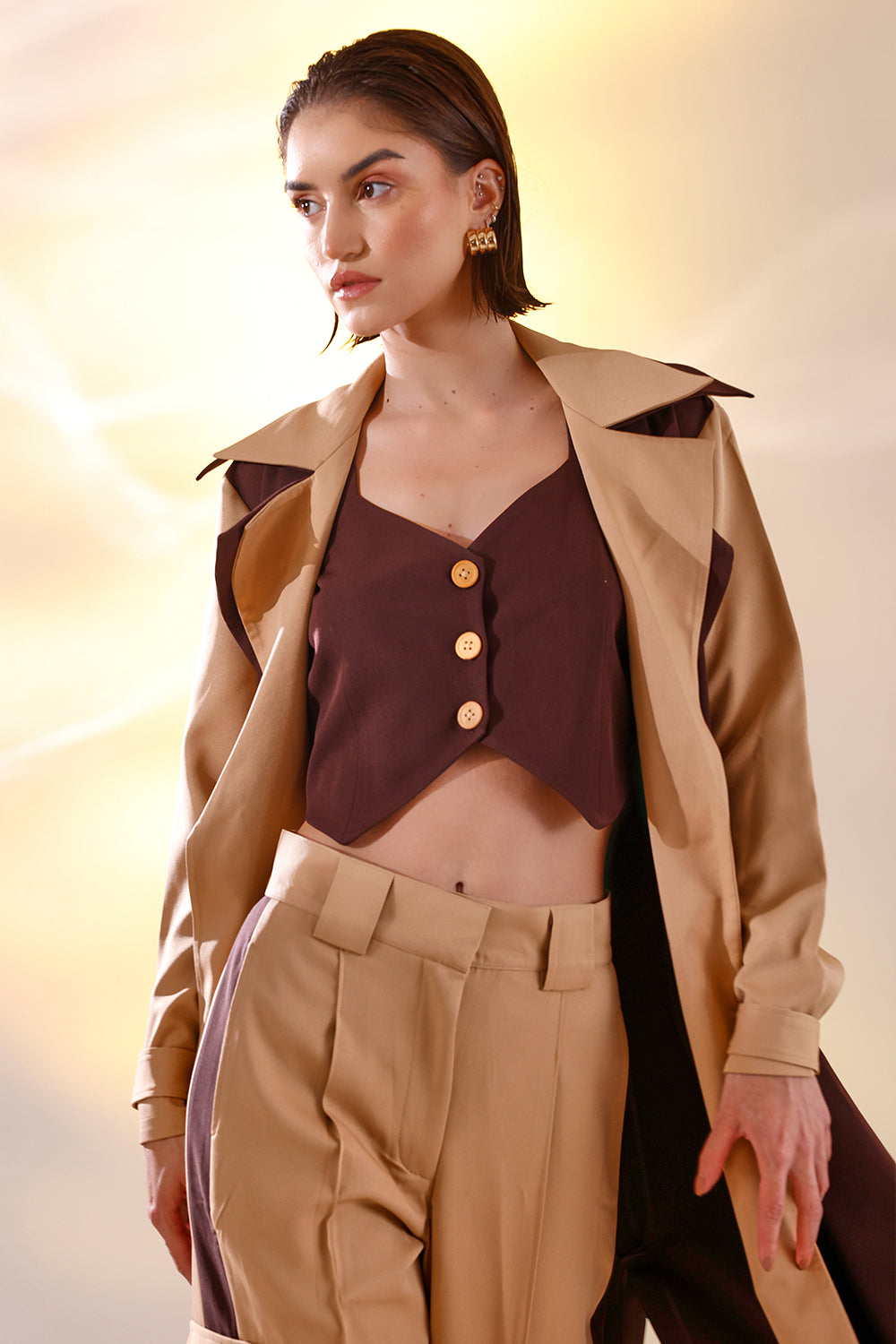 Color block trench set
