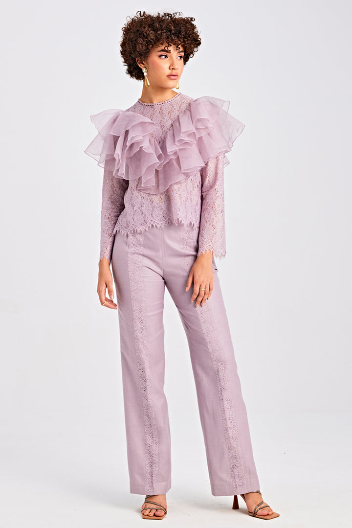 Lilac Chantilly Top And Pant Set