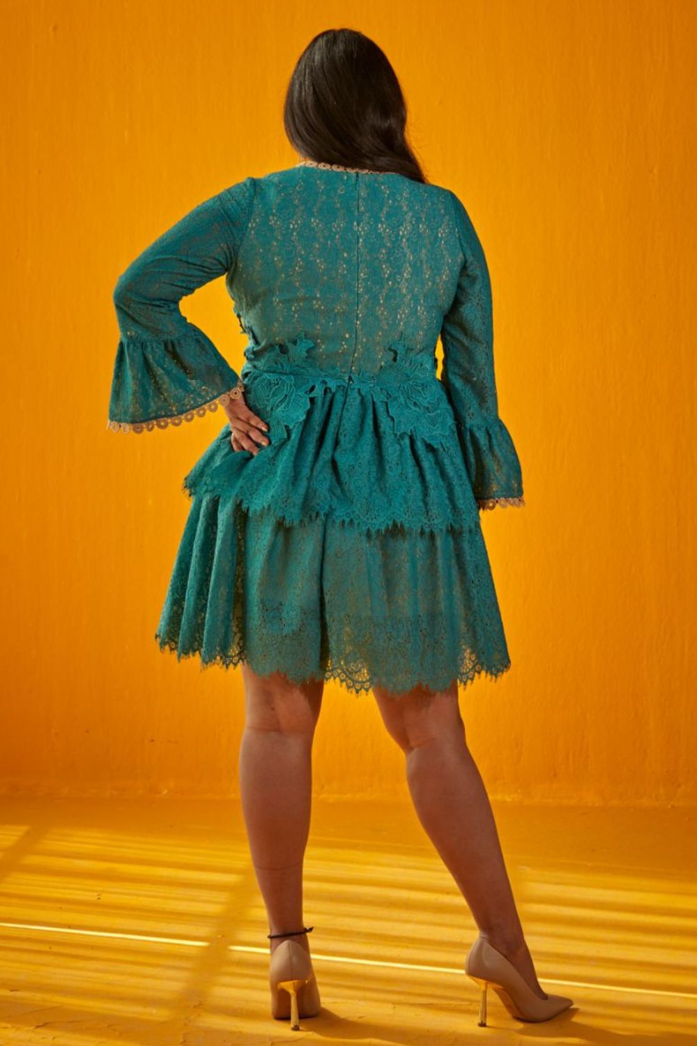 Textured Ruffled Mini Dress